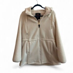 1 MADISON Expedition Bonded Fleece Jacket Sherpa Trim Ivory Size Large